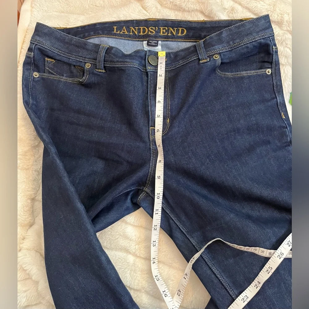 Lands End Womens 12 Dark Wash Slim Straight Fall Winter Denim Casual City Jeans - Picture 4 of 9